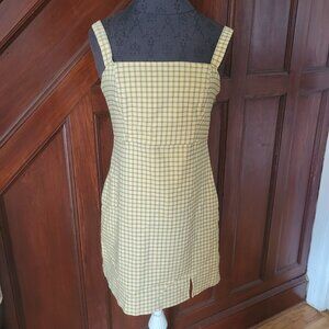 Hollister Yellow Plaid Sleeveless Mini Dress Size M 100% Cotton Womens